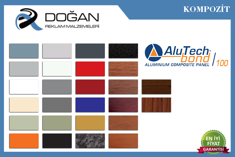  Alutechbond 100 Renkli Alüminyum Kompozit Panel