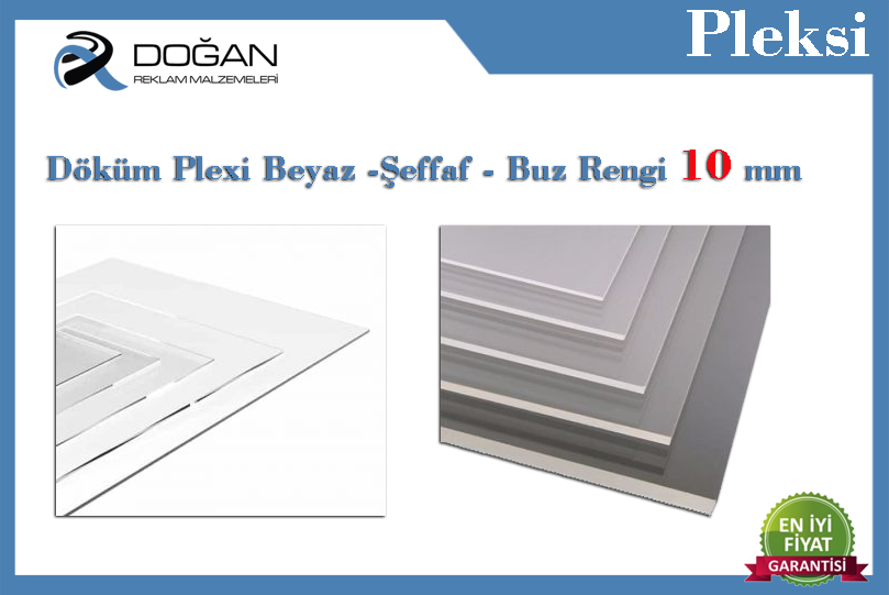 Plexi 10mm Beyaz Şeffaf Buz Rengi